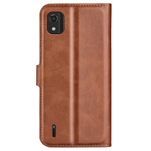 Nokia C2 2nd Edition læderetui med pung - Brun Brown