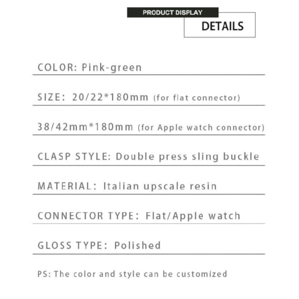 Apple Watch Series 5 40mm pitch themed urrem - Pink / Grøn Pink