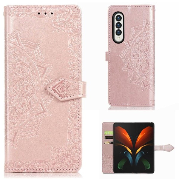 Mandala Samsung Galaxy Z Fold3 5G Flip Etui - Rødguld Pink