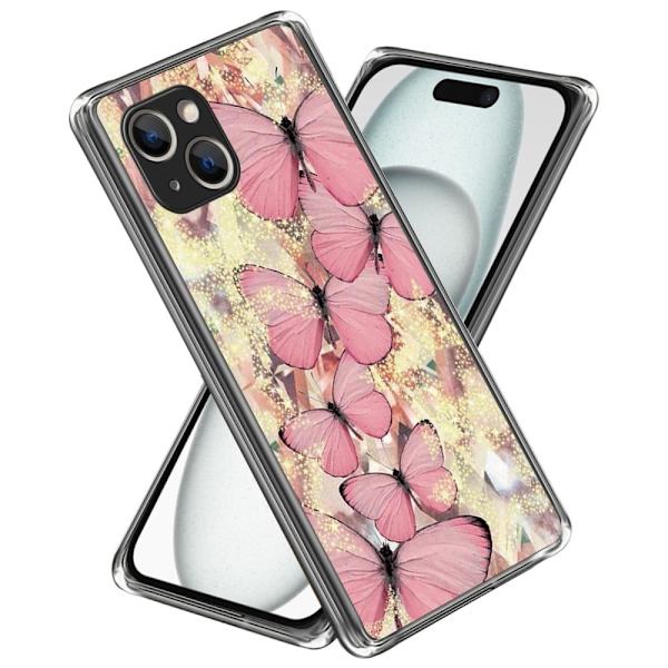 Deco iPhone 15 cover - Lyserøde Sommerfugle Pink