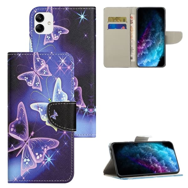 Wonderland Samsung Galaxy A05 Flippetui - Sparkling Sommerfugl Purple