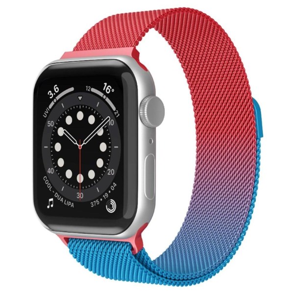 Apple Watch (45mm) gradient milanese fine mesh klockarmband - Gradient Röd / Blå multifärg