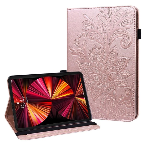 iPad Pro 11 (2021) imprint flower pattern PU leather flip case - Rosa