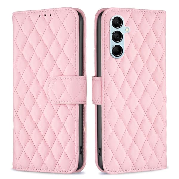 Rhombus mat Samsung Galaxy M14 flip etui - Pink Pink