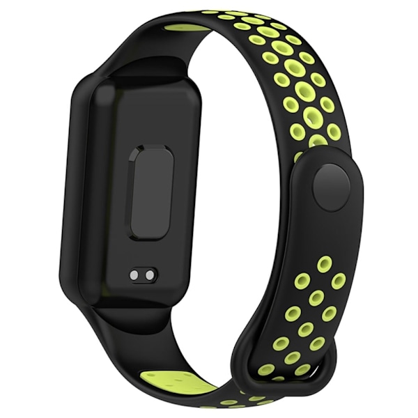 Amazfit Band 7 tofarvet silikone urrem - Sort / Grøn Green