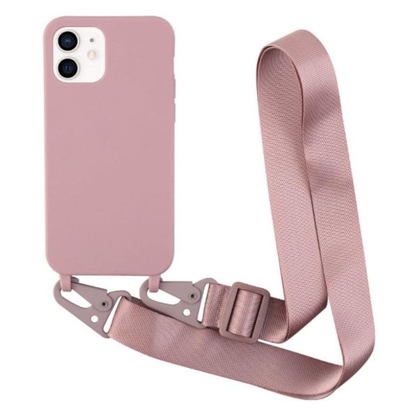 Ohut TPU-kotelo, jossa on mattapintainen ja säädettävä hihna tummanvihreä - Syvä Vaaleanpunainen Pink