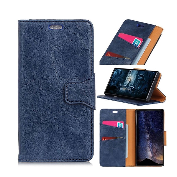 Crazy Horse Huawei P30 Lite split läderfodral - Blå Blå