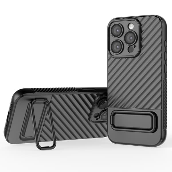 Beskyttende anti-ridse cover med kickstand til iPhone 15 Pro Silver grey