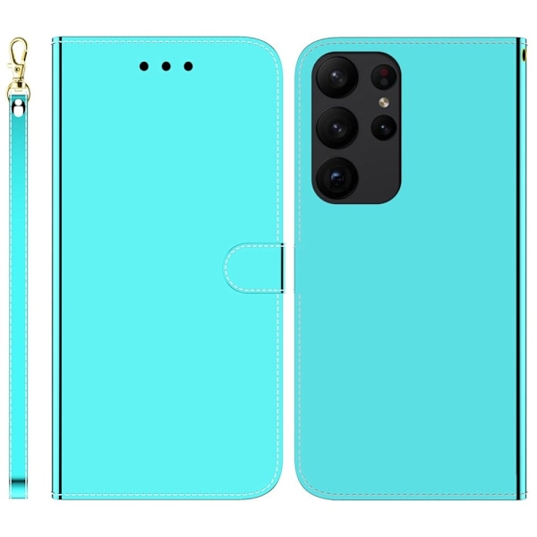 Mirror Samsung Galaxy S23 Ultra Flip Etui - Cyan Green