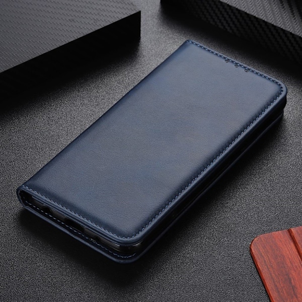 Wallet-style ægte Læder Flipcase til Zte Blade A7s 2020 - Blå Blue