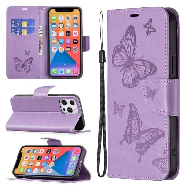 Butterfly Xiaomi Redmi Note 13 Pro Plus Læderetui - Lilla Purple