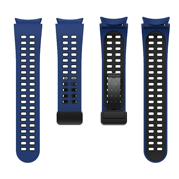 Samsung Galaxy Watch 5 (44mm) / (40mm) / 4 (44mm) / (40mm) dobbeltfarvet silikone urrem - Blå / Sort Blue