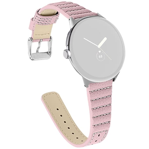 Google Pixel Watch wave-stil ekte lærrem - Rosa Pink