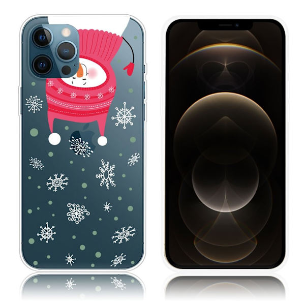 juleetui til iPhone 12 Pro Max - Snemand Og Snefnug Red