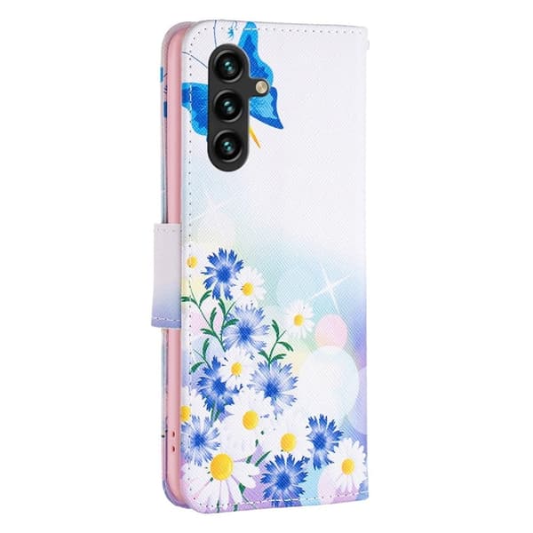 Wonderland Samsung Galaxy A14 Flippetui - Sommerfugl og Blomster Blue