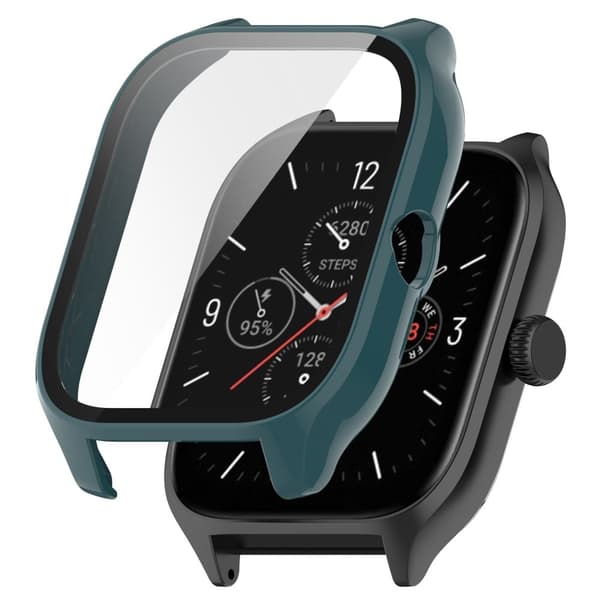 Amazfit GTS 4 cover with tempered glass screen protector - Pine Needle Green Grön