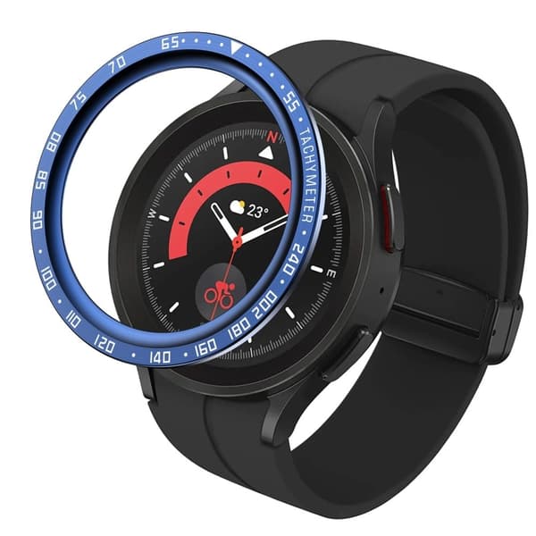 Samsung Galaxy Watch 5 Pro klockring - Blå Ring Vita Bokstäver Blå