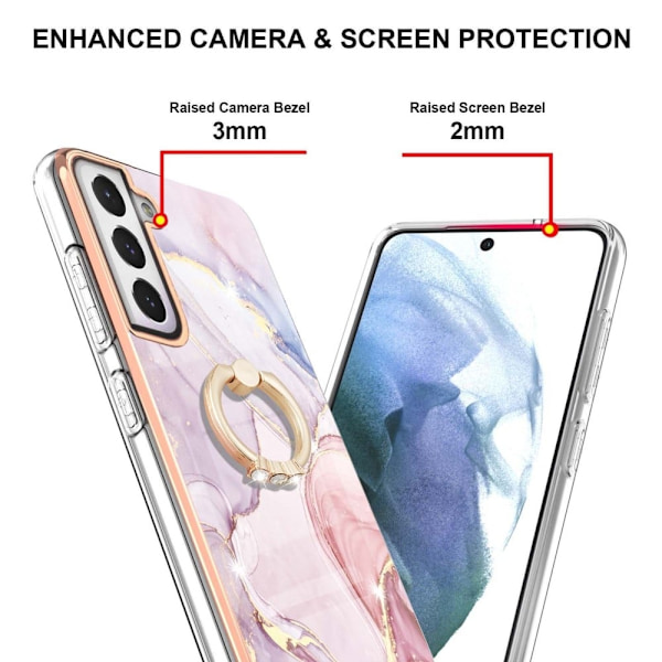 Marmormotiv Samsung Galaxy S21 FE skal - Roséguld Marmor Dimma Rosa