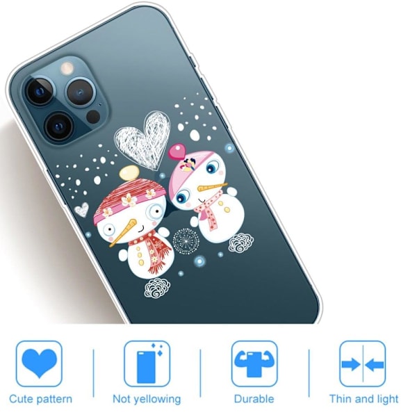 Julfodral till iPhone 14 Pro - Snögubbe Par Vit