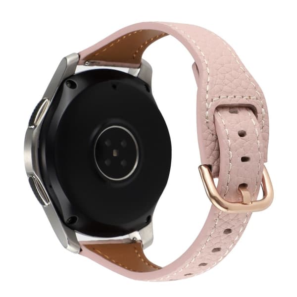 22 mm Universal litchi klockarmband i äkta läder - Ljusrosa Rosa