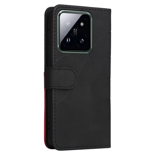 Teksturert læretui med stropp for Xiaomi 14 Pro - Svart Black