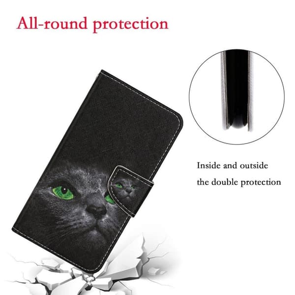 Wonderland iPhone 12 Mini flip kuoret - Musta Kissa Black
