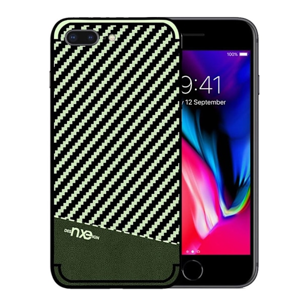 NXE iPhone 7 Plus / 8 Plus TPU etui med kulfiberkorn - Grøn Green