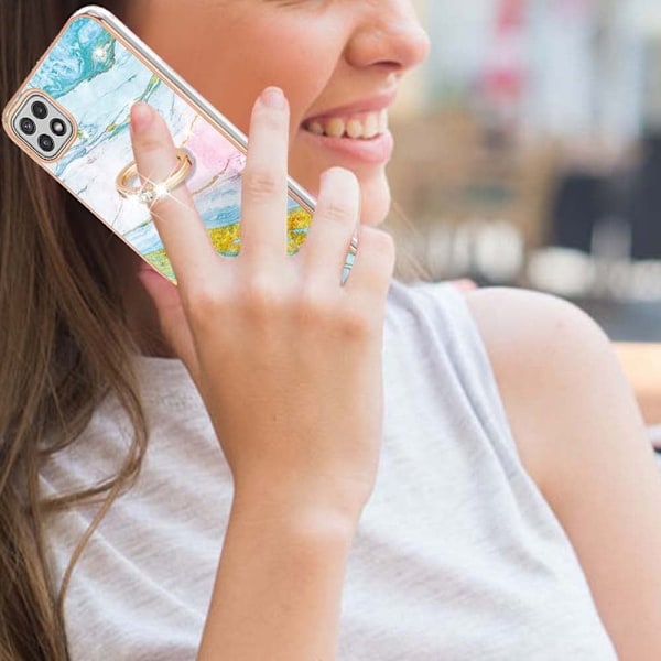 Marmormotiv Samsung Galaxy A22 5G skal - Grön Och Gul Marmor Dis multifärg