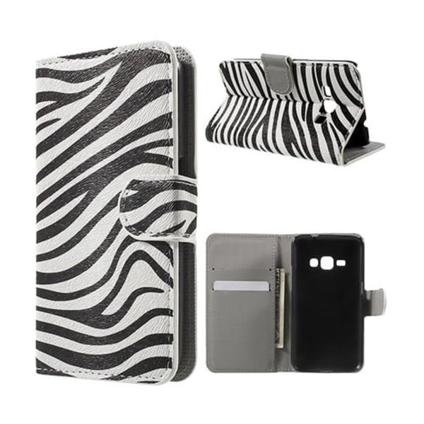 Moberg læderetui til Samsung Galaxy J1 (2016) - Zebrastriber Multicolor