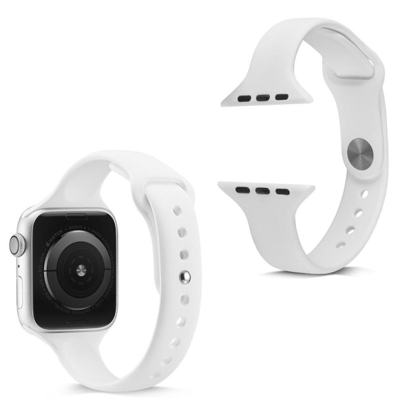 Apple Watch Series 5 44mm narrow silikon klockarmband - vit Vit