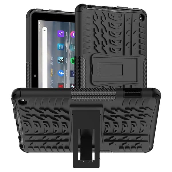 Däckmönstrat kickstand-fodral för Amazon Fire 7 (2022) - Svart Svart