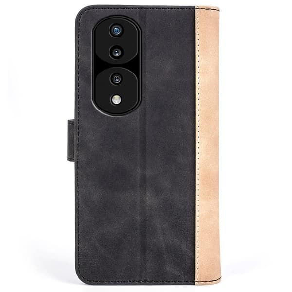 To-farvet Honor 70 Pro læderetui - Sort Black