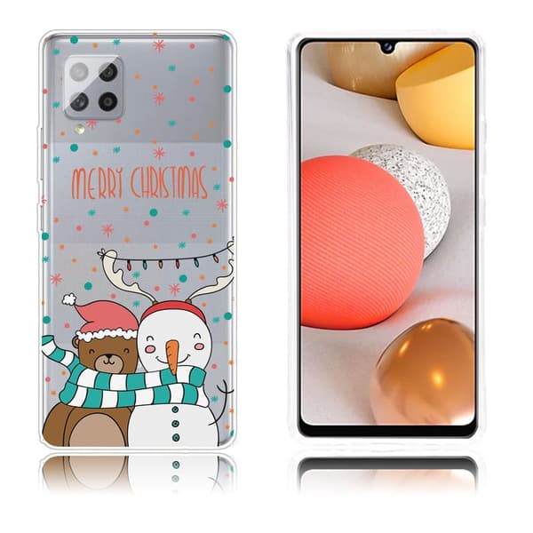 Juletaske til Samsung Galaxy A42 5g - Bjørn Og Snemand White