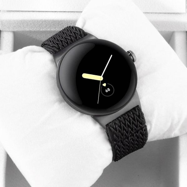Google Pixel Watch 2 / Pixel Watch Nylon Braided Watch Band Wave Wrist Strap - Sort Black