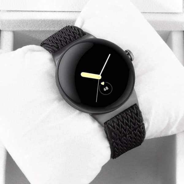 Google Pixel Watch 2 / Pixel Watch Nylon punottu kellonauha aaltoranneke - Musta Black