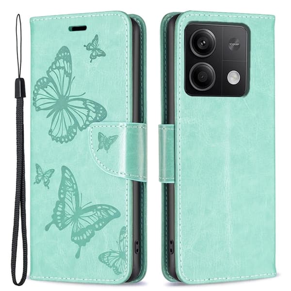 Butterfly Xiaomi Redmi Note 13 5G  nahkakotelo - Vihreä Green