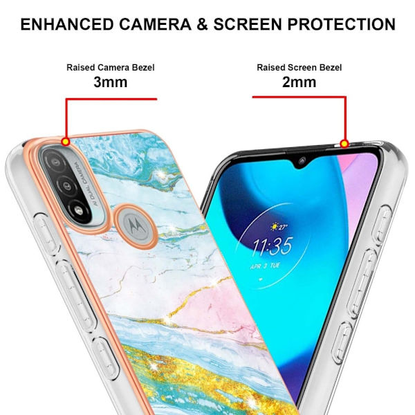 Marble Motorola Moto E30 / E20 / E40 Etui - Grønn og Gul Klinkekule Haze Multicolor