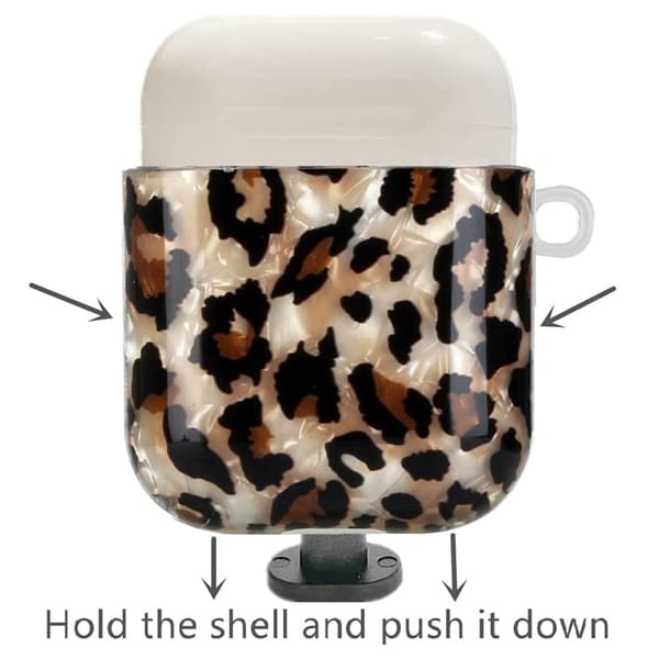 AirPods 3 mönstrat fodral med tryck och nyckelband - Leopard Gul