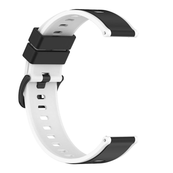 22 mm universellt dubbelfärgat klockarmband i silikon - Svart / Vit Svart