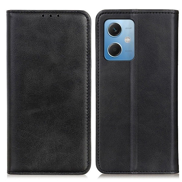 Äkta läder Xiaomi Redmi Note 12 fodral - Svart Svart