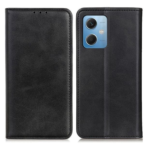 Flip Etui med Pung i Ekte Lær til Xiaomi Redmi Note 12 - Svart Black
