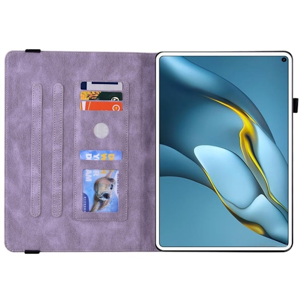 Huawei MatePad Pro 10.8 (2021) læderetui med sommerfugleblomstermønster - Lilla Purple