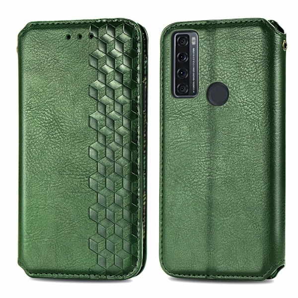 Nahkakotelo With A Stylish Rhombus Imprint For Tcl 20 Se - Vihreä Green