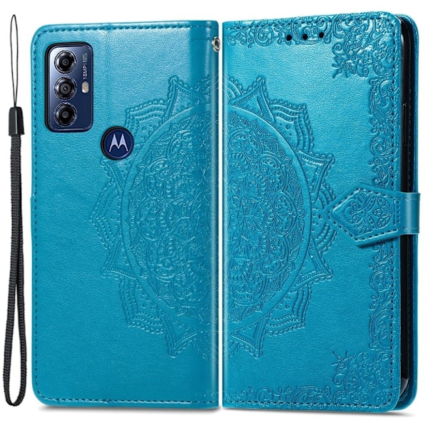 Mandala läder Motorola Moto G Play (2023) fodral - Blå Blå