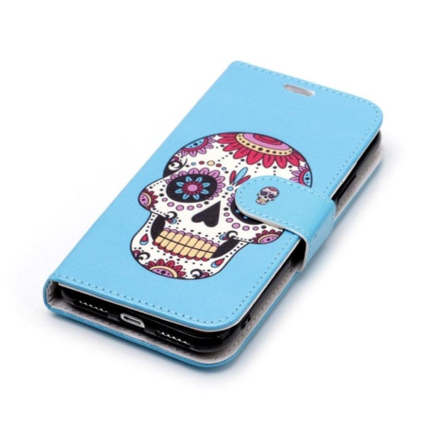 iPhone Xs Max aftageligt 2-i-1 flip etui i læder - Sugar Skull Multicolor
