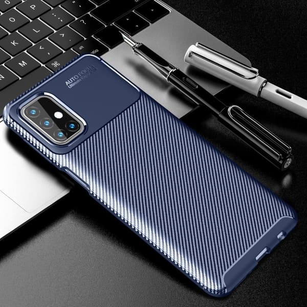 Carbon Shield Samsung Galaxy M31s Etui - Blå Blue