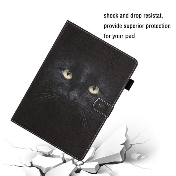 iPad (2018) pattern leather flip case - Cat Face Black