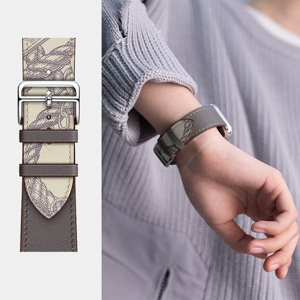 Google Pixel Watch klockarmband i äkta läder - Grå / Lerig Grå Silvergrå