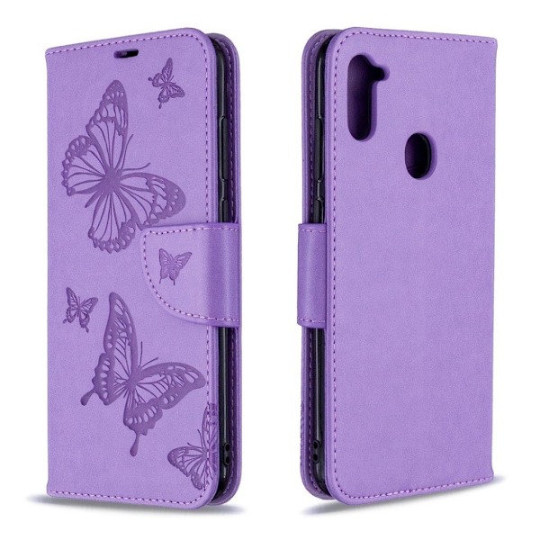 Butterfly Samsung Galaxy A11 / M11 Etui - Lilla Purple