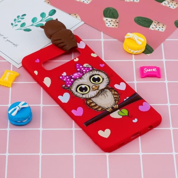 Samsung Galaxy S10 Plus 3D sødt dukke mønstret etui - Ugle Multicolor